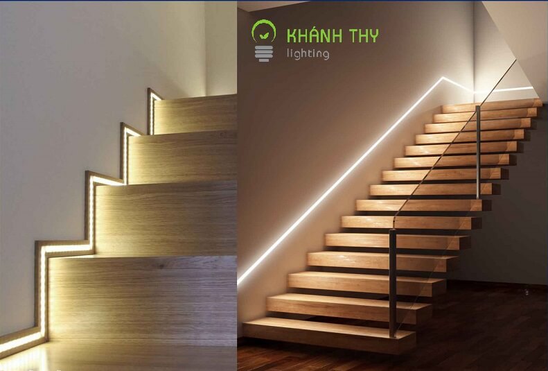 Thi công đèn led bậc cầu thang sử dụng thanh nhôm profile TPHCM